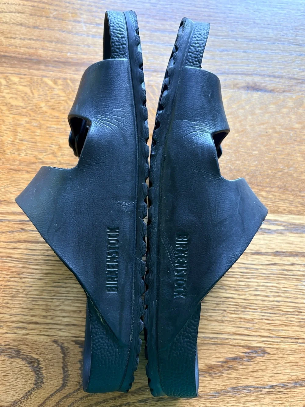 Birkenstock Arizona EVA Black Two-Strap Sandals with Buckles- mens 8, ladies 10.